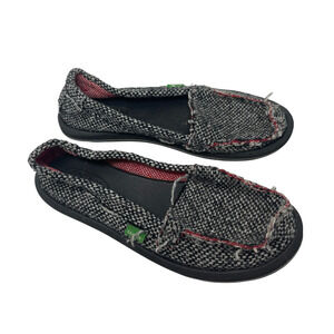 Sanuk Sidewalk Surfer Slip On Loafers Grey Black Comfort Casual Womens 5
